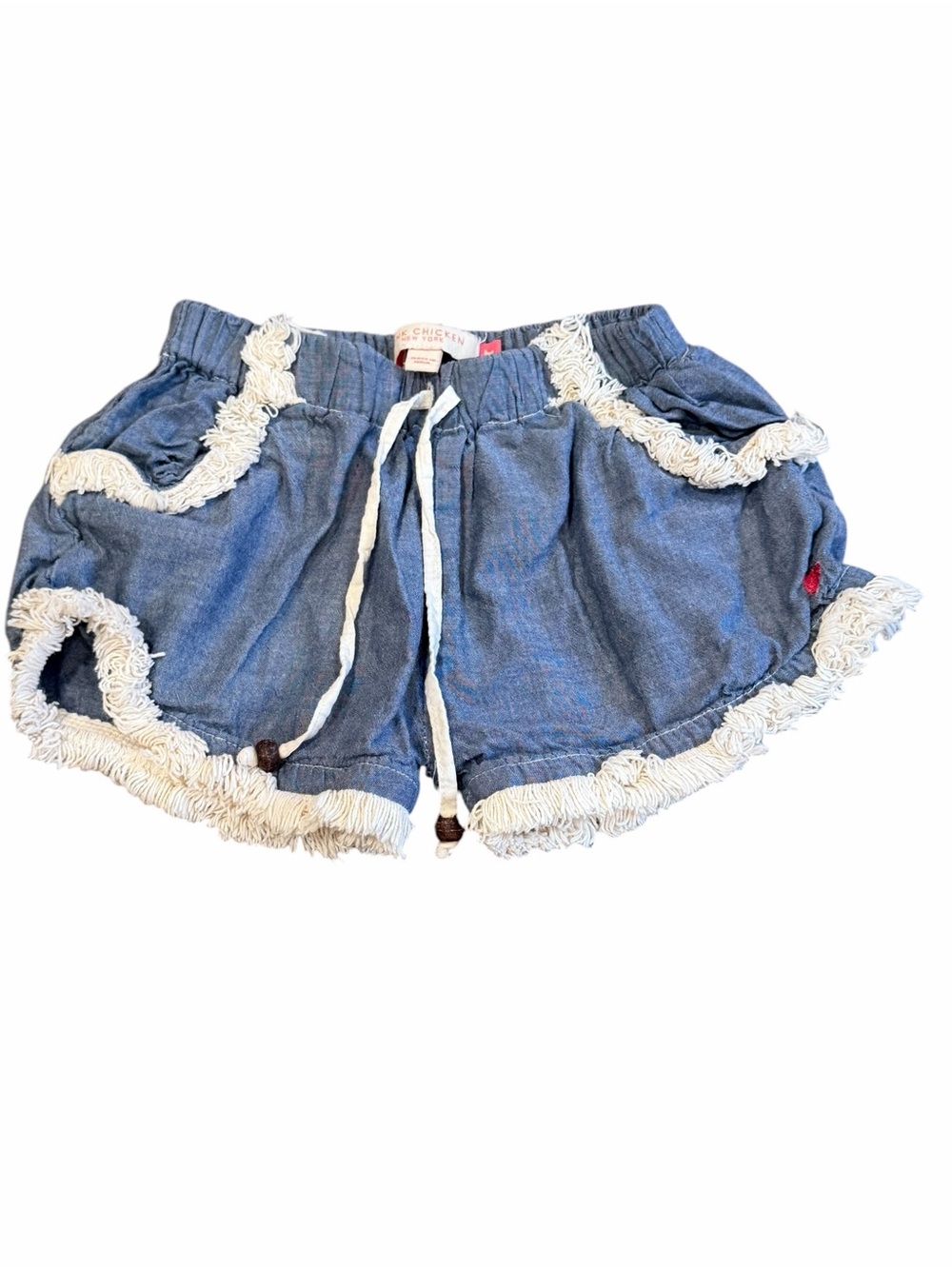 Pink Chicken, Blue Chambray Fringe-Trim Shorts, Size 3